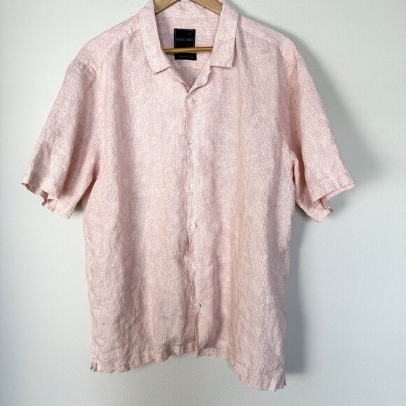 Stitch‎ Note Vacation Short Sleeve Button Up Rosedust Mens Size 2XL Linen Travel - Picture 3 of 8